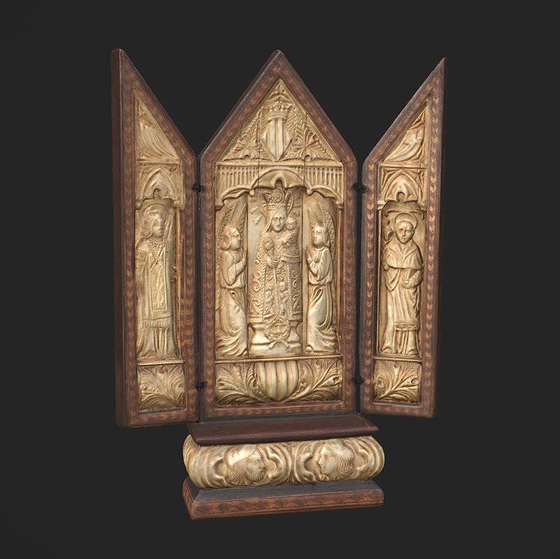 Ivory and wood triptych